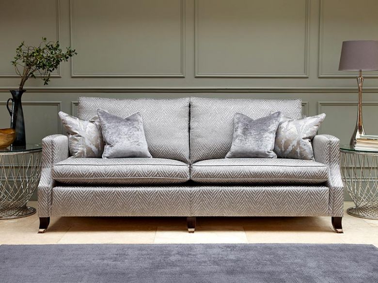Duresta Amelia grey fabric sofa range available in a selection of fabrics