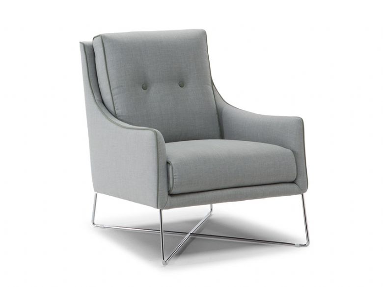 Natuzzi Editions Amiciza armchair grey fabric with metal feet available at Lee Longlands