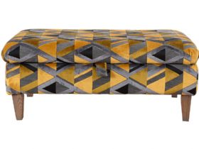 Charlotte fabric grey and yellow geometric ottoman available at Lee Longlands