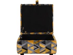 Charlotte fabric storage stool in grey and yellow accent fabric