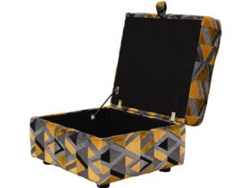 Charlotte yellow and grey fabric storage footstool