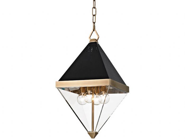Coltrane brass 4 light ceiling pendant available at Lee Longlands