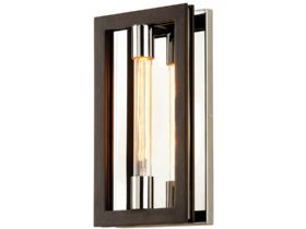 Enigma modern bronze and stainless wall sconce