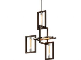 bronze and polished stainless 4 light chandelier