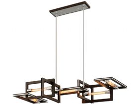 Enigma modern bronze and stainless 5 light linear chandelier