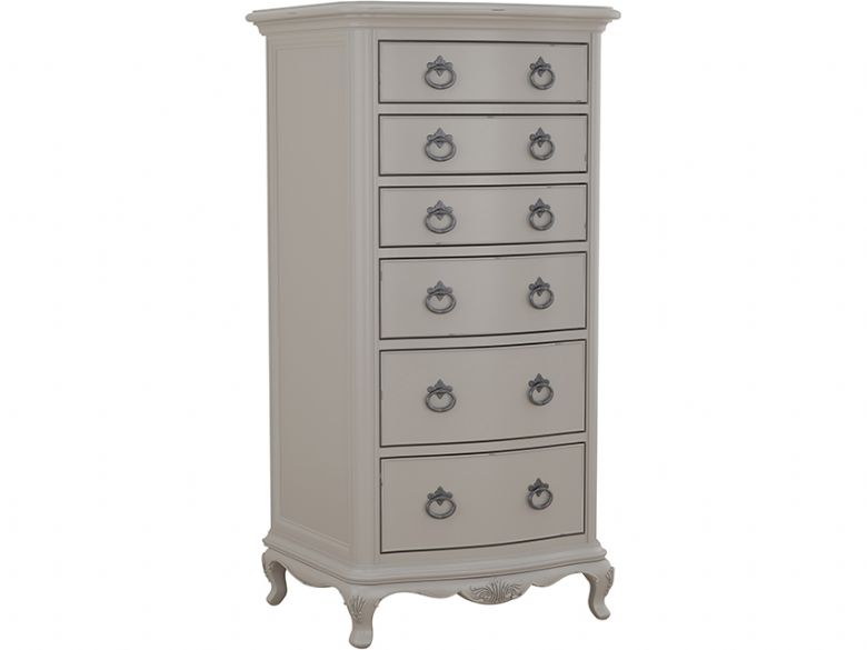 Etienne French style distressed grey tallboy available at Lee Longlands