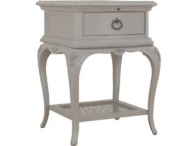 Etienne grey distressed French style bedside table available at Lee Longlands