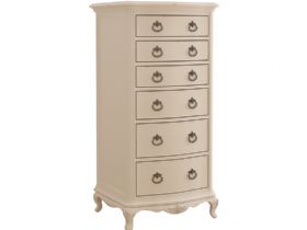 Ivory off white distressed tallboy available at Lee Longlands