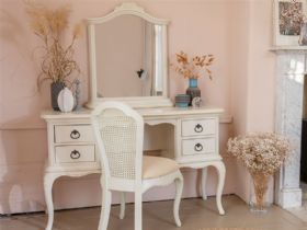 Ivory distressed white dressing table available at Lee Longlands