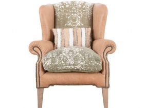 Tetrad Montana leather and fabric wing chair available at Lee Longlands