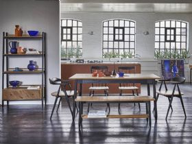 Ercol Monza patina oak and black painted dining furniture