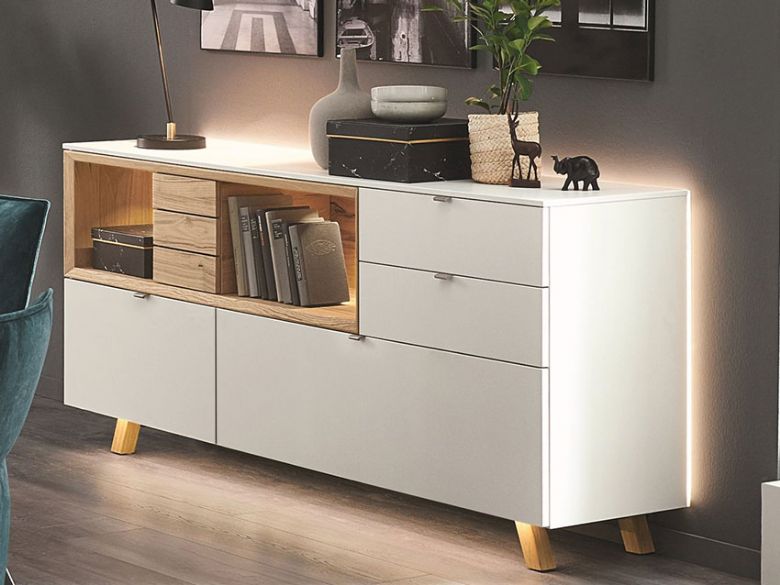 Venjakob multi drawered sideboard lacquer crystal white matt available at Lee Longlands