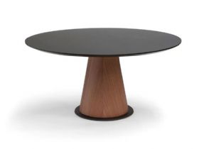 Centre large oak or walnut round dining table available at Lee Longlands