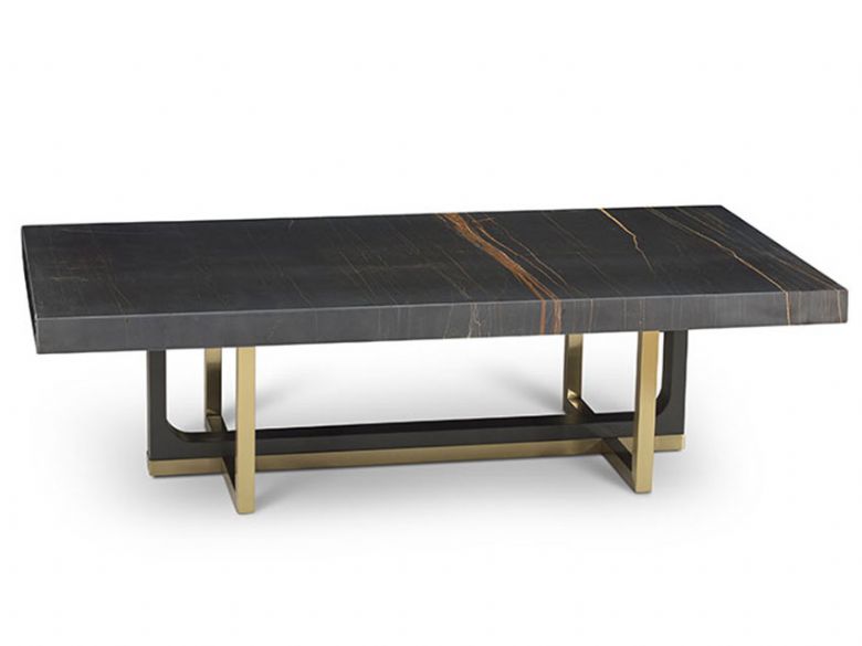 Ezra Marble and Brass rectangular coffee table available at Lee Longlands