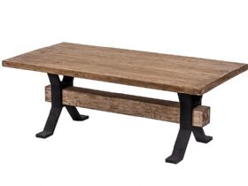 Davos reclaimed pine and iron coffee table available at Lee Longlands