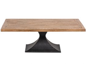 Aero reclaimed wood and black iron coffee table available at Lee Longlands