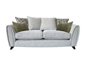 Lola 3 seater pillow back sofa in grey textured fabric available at lee longlands
