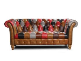 Patchwork Prestbury 2 Seater Harris tweed and leather available at Lee Longlands