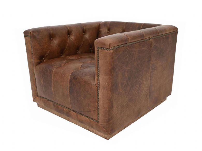 Claridge swivel base leather antique chair available at Lee Longlands