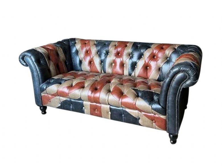 Vintage sofa company Union Jack 2 seater leather sofa available at Lee Longlands
