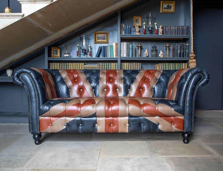 Chester Union Jack 2 seater leather sofa available at Lee Longlands
