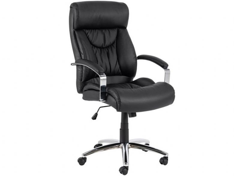Bentley leather chrome base swivel chair available at Lee Longlands