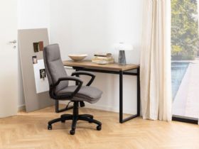 Bradshaw brown grey fabric office chair available at Lee Longlands