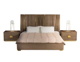 Stone International Walforf queensize pleated upholstered bed frame available at Lee Longlands