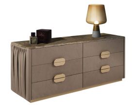 Stone International Waldorf stone top 6 drawer chest available at Lee Longlands