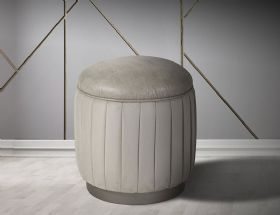 Stone International Westin Leather beige pouf available at Lee Longlands
