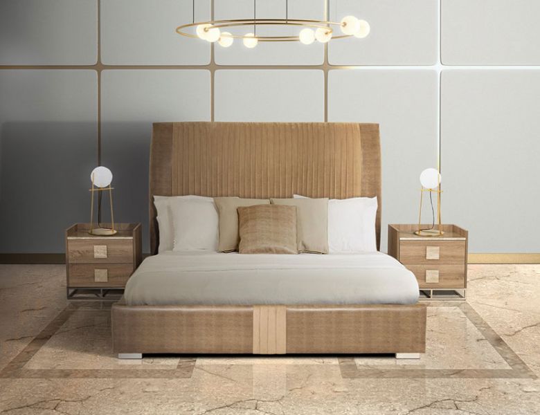 Stone International Westin Leather upholstered bed frame available at Lee Longlands