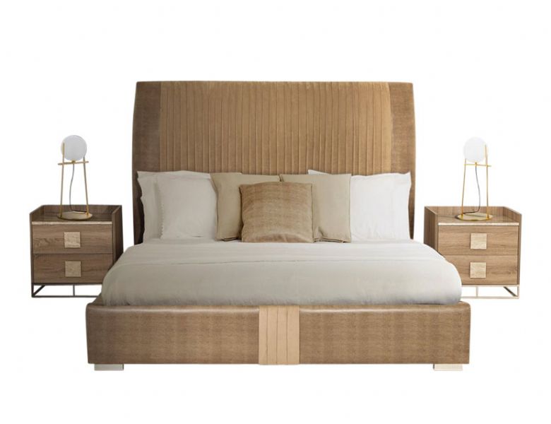 Stone International Westin brown Leather upholstered bed frame available at Lee Longlands