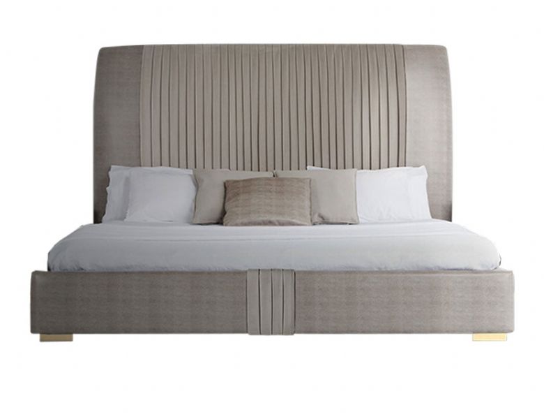 Stone International Westin leather kingsize pleat detail bed frame available at Lee Longlands