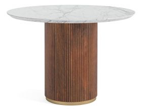 Crosby Walnut Dining Round Dining Table - Marble Top
