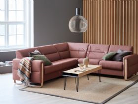 Fiona 5 Seater Corner Sofa with Wooden Arms Lifestyle