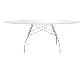 Glossy by Antonio Citterio Oval White Glass Table