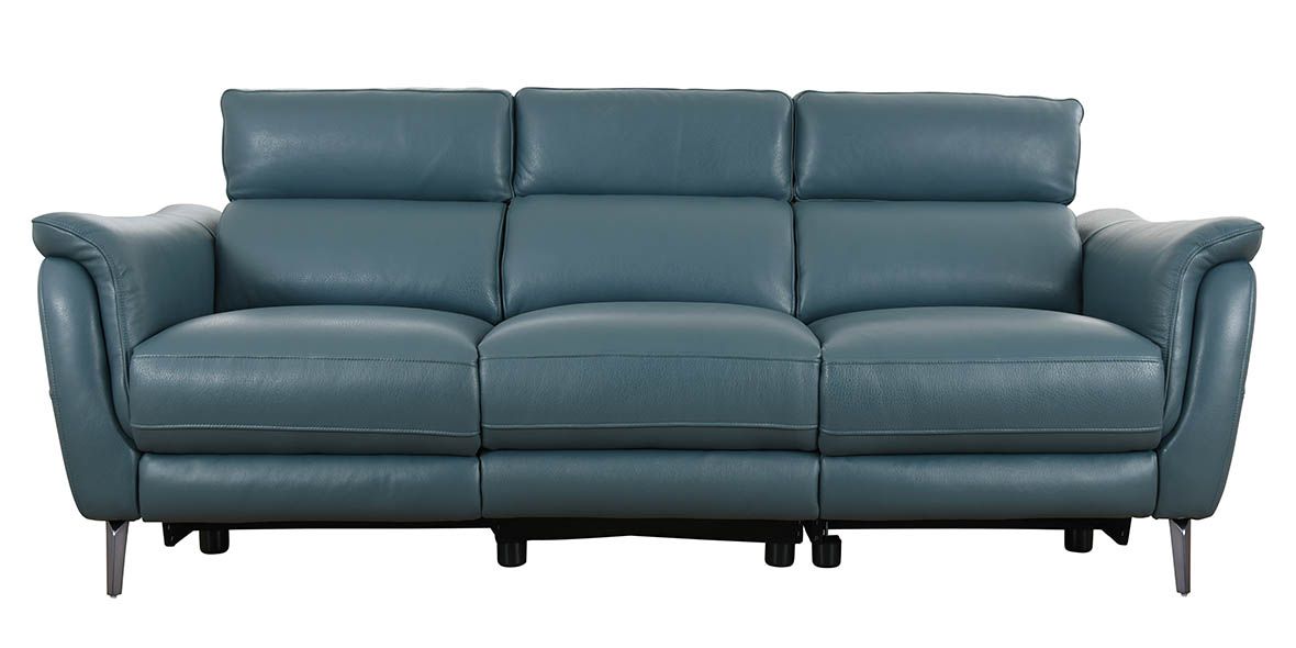 Arnold blue leather power recliner sofa collection