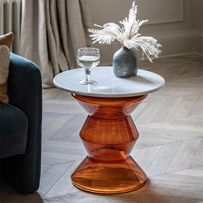 Marrakesh Marble and Glass Lamp Table