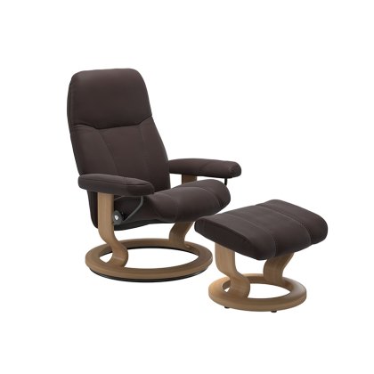 Stressless Consul Medium Classic Chair and Stool