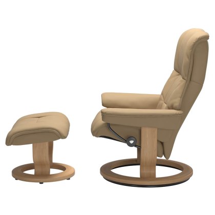 Stressless Mayfair Medium Leather Chair & Stool Paloma Sand & Oak