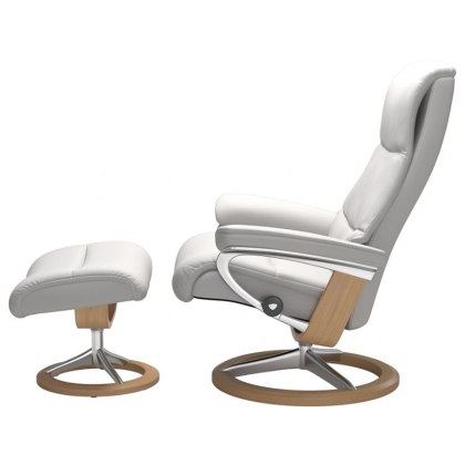 Stressless View Medium Chair & Stool Signature Base