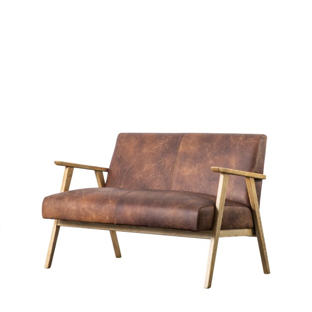 Gallery Direct Neyland Vintage Brown Leather 2 Seater Sofa Gallery Direct Neyland Vintage Brown Leather 2 Seater Sofa