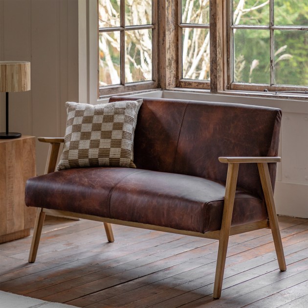 Gallery Direct Neyland Vintage Brown Leather 2 Seater Sofa Gallery Direct Neyland Vintage Brown Leather 2 Seater Sofa