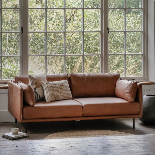 Gallery Direct Wigmore Brown Leather 3 Seater Sofa Gallery Direct Wigmore Brown Leather 3 Seater Sofa