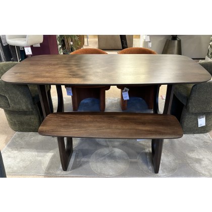 ARC- Dining Table, Dining Bench and 2 Holme Dining Chairs in Rust ARC- Dining Table, Dining Bench and 2 Holme Dining Chairs in Rust