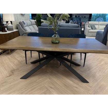 Burwell 2.0mtr Fixed Table & 6 Blue Whitny Velvet Chairs Burwell 2.0mtr Fixed Table & 6 Blue Whitny Velvet Chairs