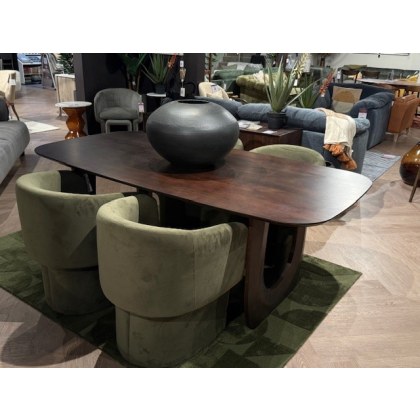 Arc Table & 4 x Moss Green Holm Armchairs Arc Table & 4 x Moss Green Holm Armchairs