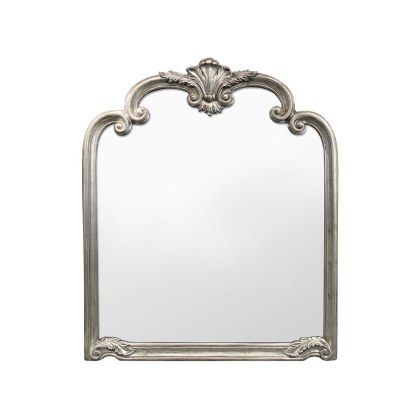 Shenstone Silver Mirror 41 x 45,Stately, shaped over-mantle mirror Lightly aged silver leafed fin