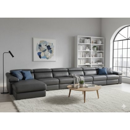 Natuzzi Gioia 6 Seater Chaise Leather Electric Reclining Sofa Group Natuzzi Gioia 6 Seater Chaise Leather Electric Reclining Sofa Group