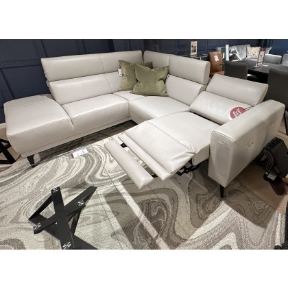 ATILLA- LHF Corner Sofa With Power Recliner in Soleda Silver Grey Leather ATILLA- LHF Corner Sofa With Power Recliner in Soleda Silver Grey Leather